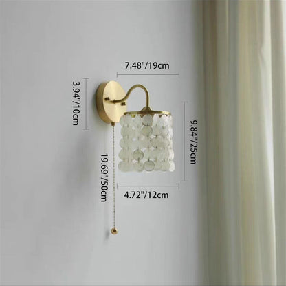 Shell Round Base Crystal Iron 1-Light Wall Sconce Lamp