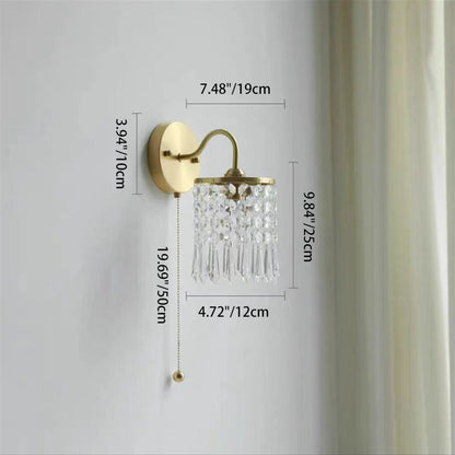 Shell Round Base Crystal Iron 1-Light Wall Sconce Lamp