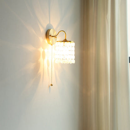 Shell Round Base Crystal Iron 1-Light Wall Sconce Lamp