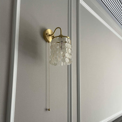 Shell Round Base Crystal Iron 1-Light Wall Sconce Lamp