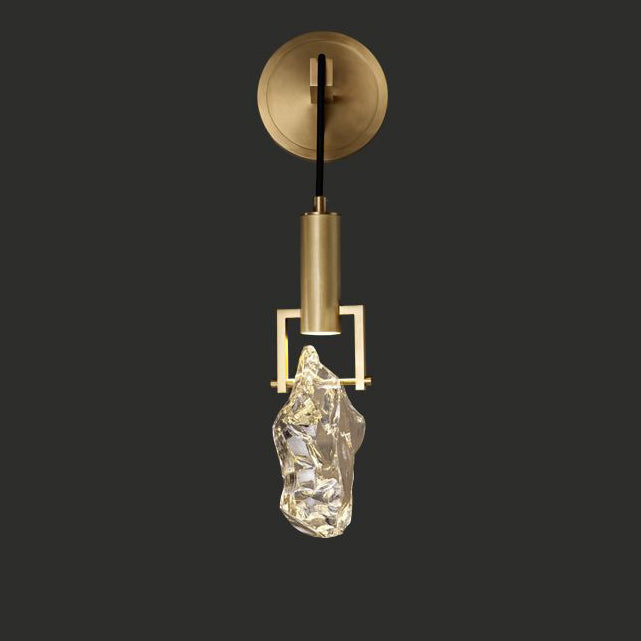 Deco Cylindrical Copper Crystal 1-Light Wall Sconce Lamp