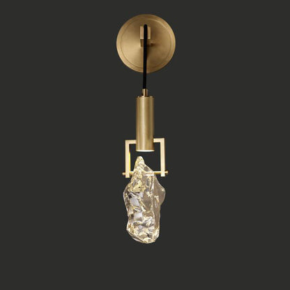 Deco Cylindrical Copper Crystal 1-Light Wall Sconce Lamp