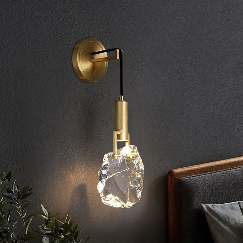Deco Cylindrical Copper Crystal 1-Light Wall Sconce Lamp