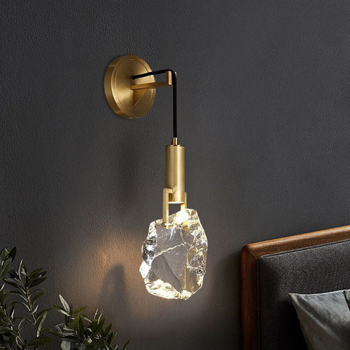 Deco Cylindrical Copper Crystal 1-Light Wall Sconce Lamp