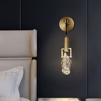 Deco Cylindrical Copper Crystal 1-Light Wall Sconce Lamp