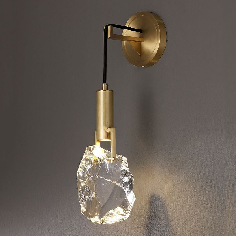 Deco Cylindrical Copper Crystal 1-Light Wall Sconce Lamp