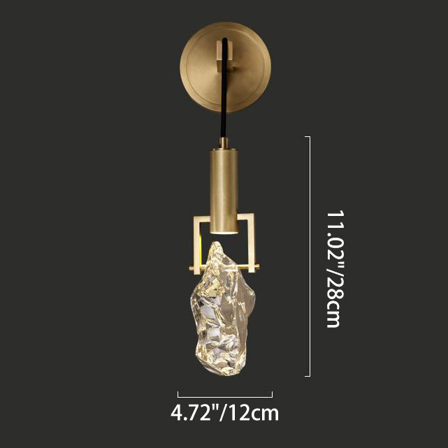 Deco Cylindrical Copper Crystal 1-Light Wall Sconce Lamp