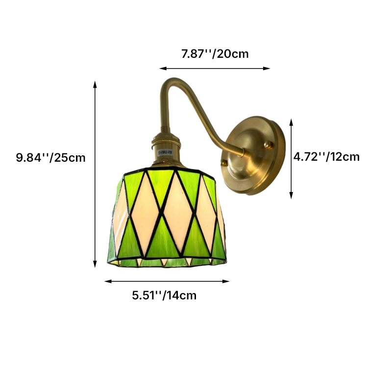 Tiffany Round Copper Glass 1-Light Wall Sconce Lamp