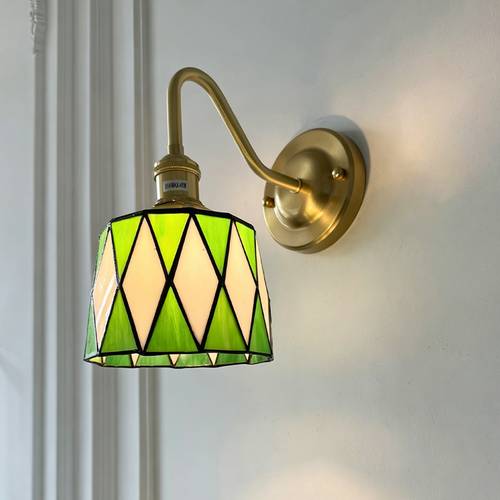 Tiffany Round Copper Glass 1-Light Wall Sconce Lamp