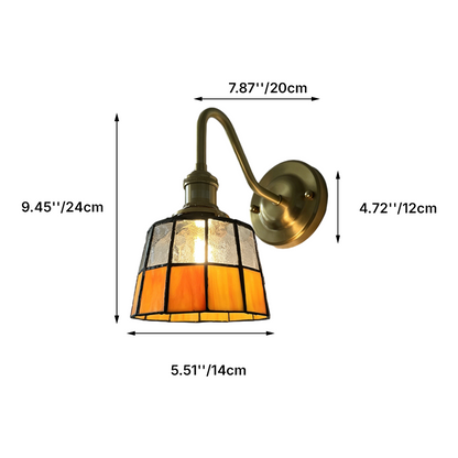 Tiffany Round Copper Glass 1-Light Wall Sconce Lamp