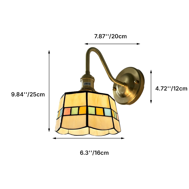 Tiffany Round Copper Glass 1-Light Wall Sconce Lamp