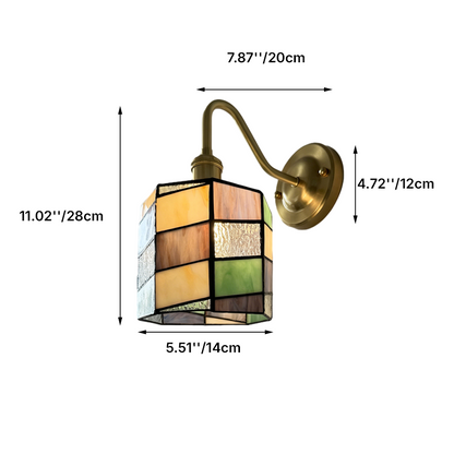Tiffany Round Copper Glass 1-Light Wall Sconce Lamp