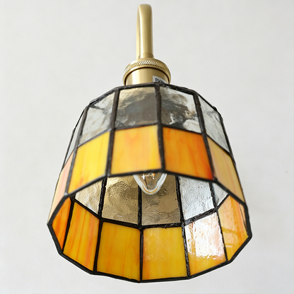 Tiffany Round Copper Glass 1-Light Wall Sconce Lamp