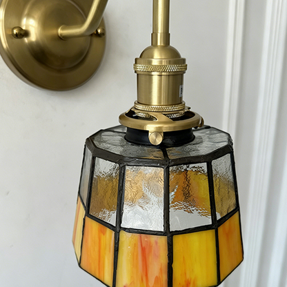 Tiffany Round Copper Glass 1-Light Wall Sconce Lamp