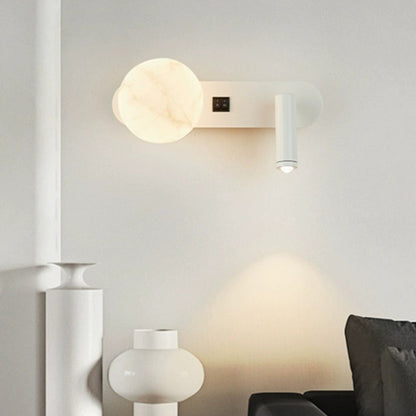 Round Iron Jade Powder Acrylic 2-Light Wall Sconce Lamp