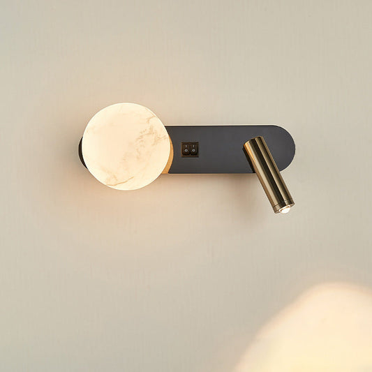 Round Iron Jade Powder Acrylic 2-Light Wall Sconce Lamp