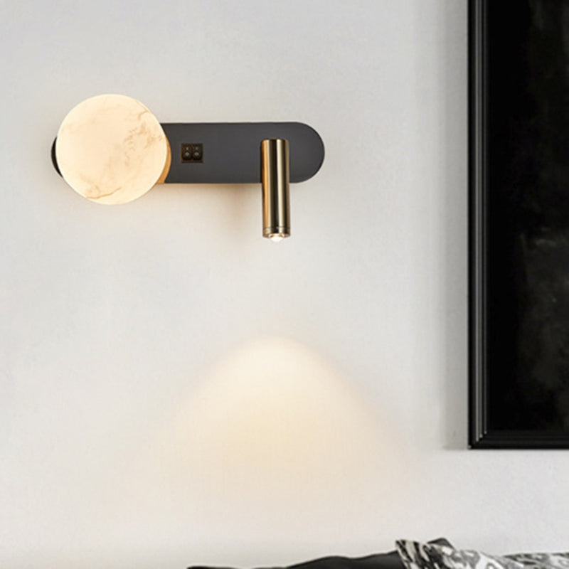 Round Iron Jade Powder Acrylic 2-Light Wall Sconce Lamp