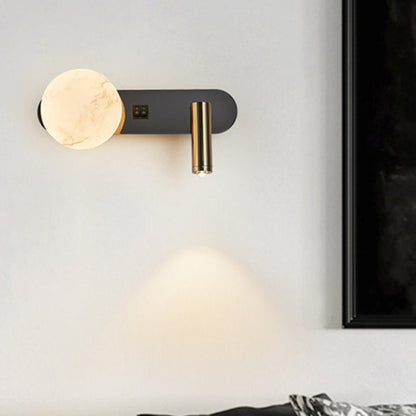 Round Iron Jade Powder Acrylic 2-Light Wall Sconce Lamp