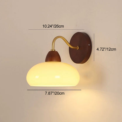 Solid Iron & Glass Round Lampshade 1-Light Wall Sconce Lamp