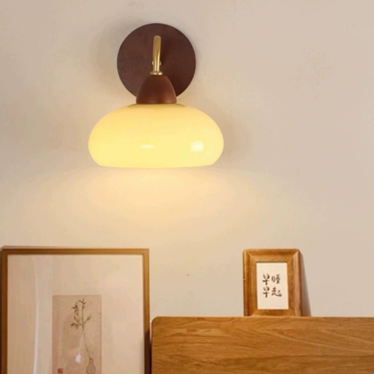 Solid Iron & Glass Round Lampshade 1-Light Wall Sconce Lamp