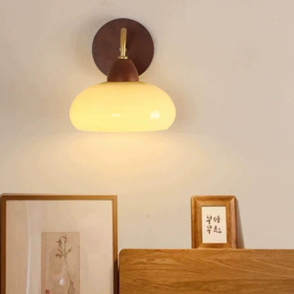 Solid Iron & Glass Round Lampshade 1-Light Wall Sconce Lamp