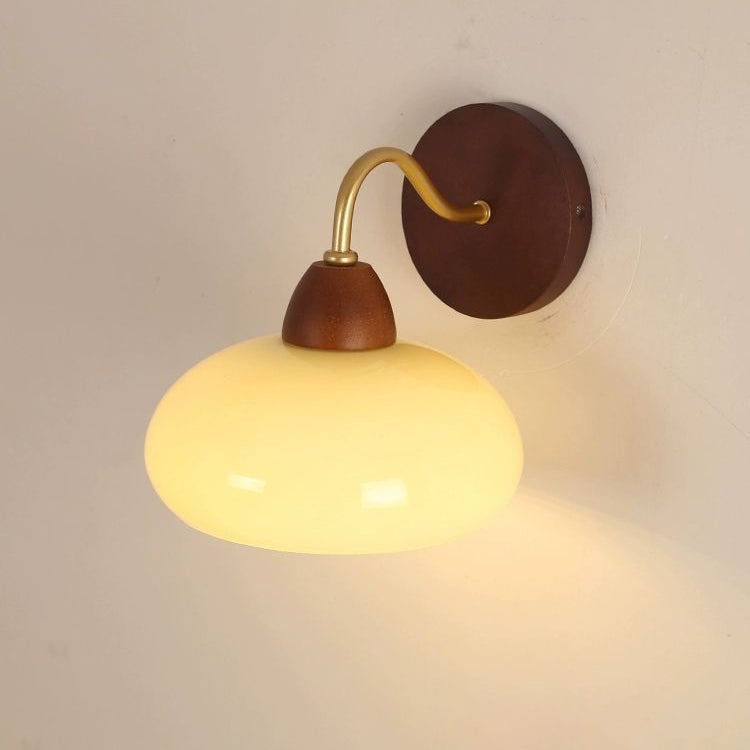 Solid Iron & Glass Round Lampshade 1-Light Wall Sconce Lamp