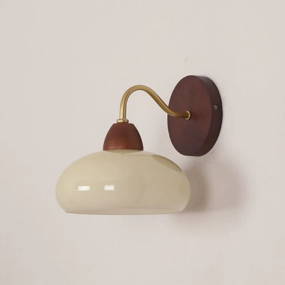 Solid Iron & Glass Round Lampshade 1-Light Wall Sconce Lamp