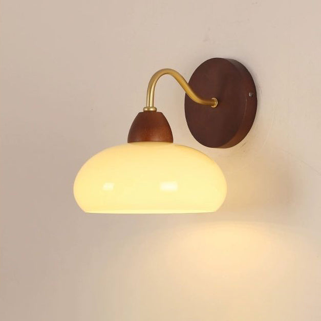 Solid Iron & Glass Round Lampshade 1-Light Wall Sconce Lamp