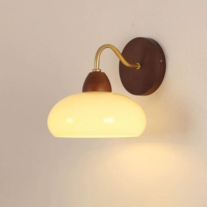 Solid Iron & Glass Round Lampshade 1-Light Wall Sconce Lamp
