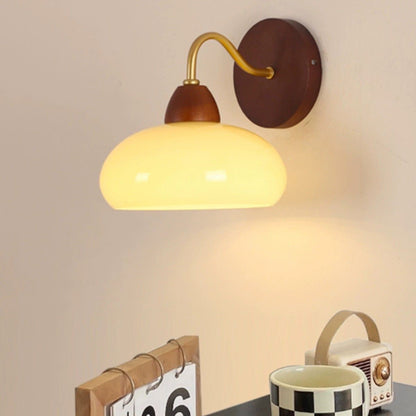 Solid Iron & Glass Round Lampshade 1-Light Wall Sconce Lamp