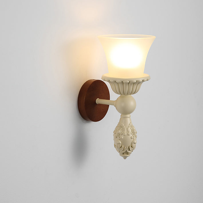 French Glass Carved Candelabra 1-Light Wall Sconce Lamp
