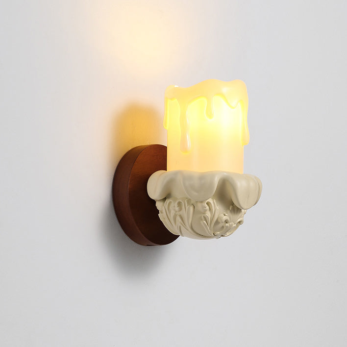 French Glass Carved Candelabra 1-Light Wall Sconce Lamp