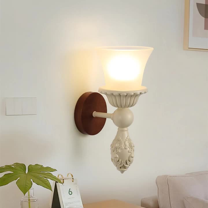 French Glass Carved Candelabra 1-Light Wall Sconce Lamp