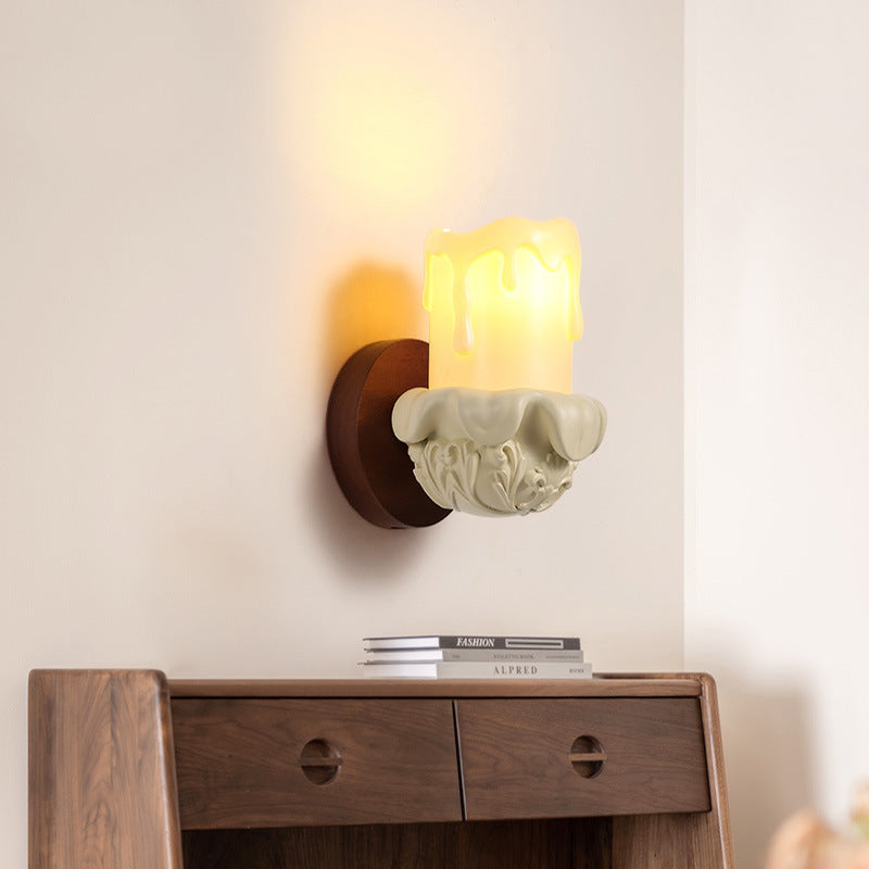 French Glass Carved Candelabra 1-Light Wall Sconce Lamp
