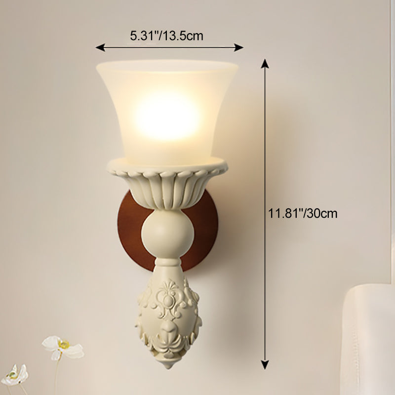 French Glass Carved Candelabra 1-Light Wall Sconce Lamp