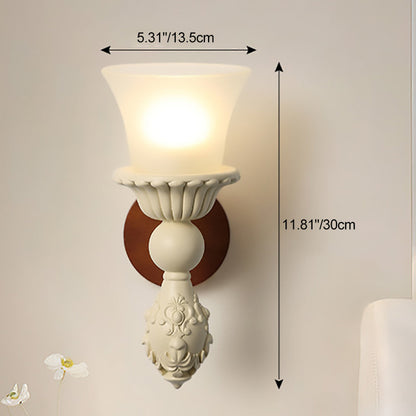 French Glass Carved Candelabra 1-Light Wall Sconce Lamp