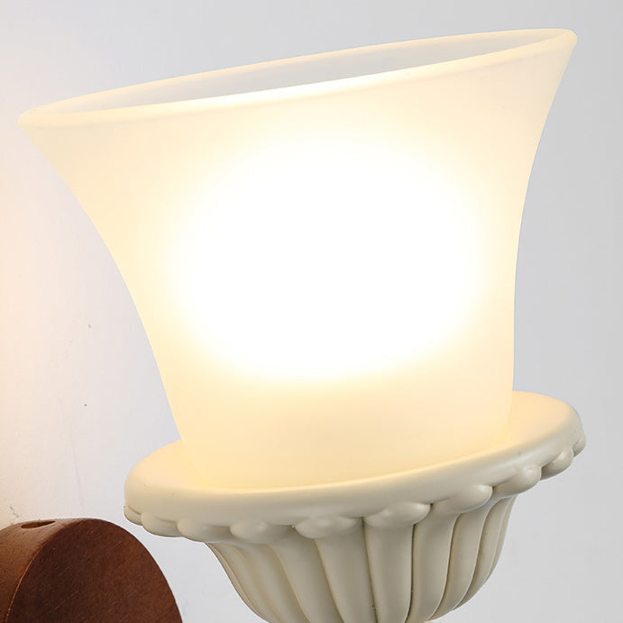 French Glass Carved Candelabra 1-Light Wall Sconce Lamp