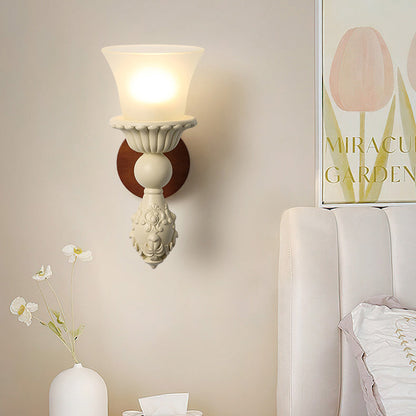 French Glass Carved Candelabra 1-Light Wall Sconce Lamp