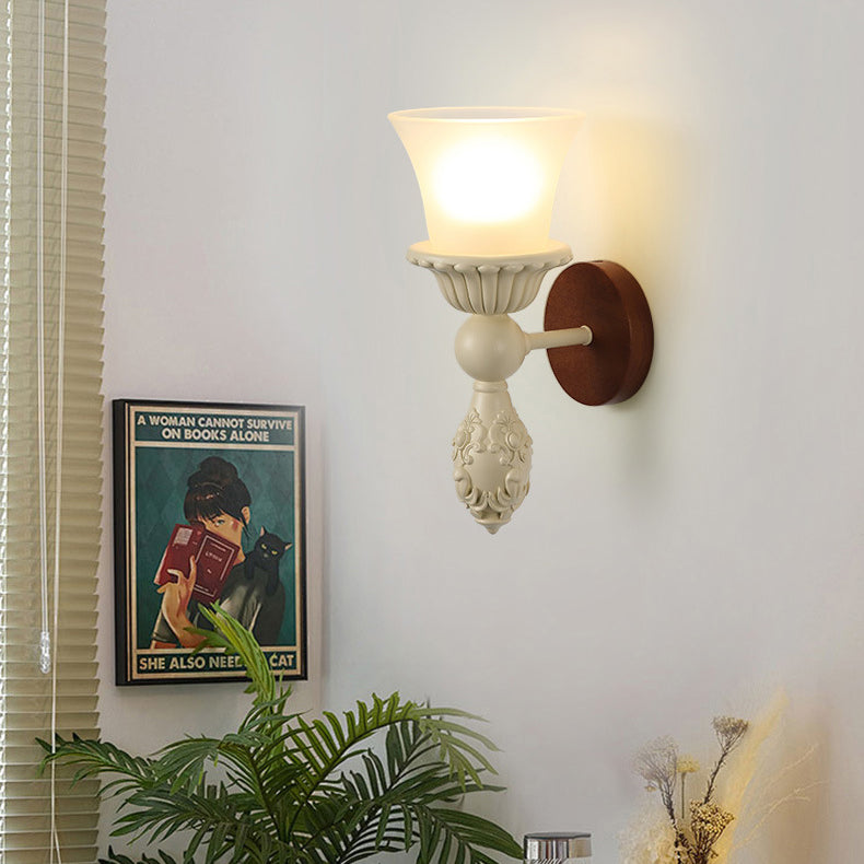 French Glass Carved Candelabra 1-Light Wall Sconce Lamp