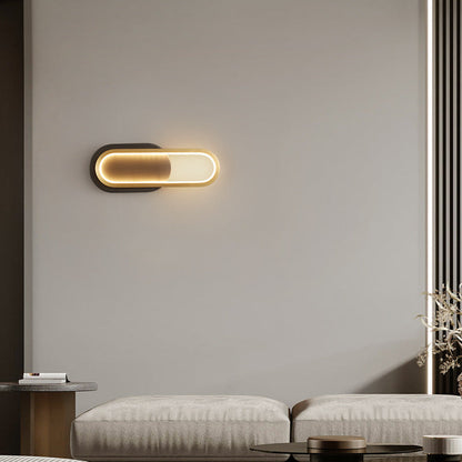 Modern Minimalist Brass & Acrylic Oval LED Wall Sconce Lamp