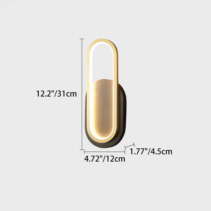 Modern Minimalist Brass & Acrylic Oval LED Wall Sconce Lamp