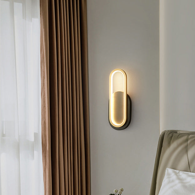 Modern Minimalist Brass & Acrylic Oval LED Wall Sconce Lamp