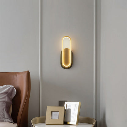 Modern Minimalist Brass & Acrylic Oval LED Wall Sconce Lamp