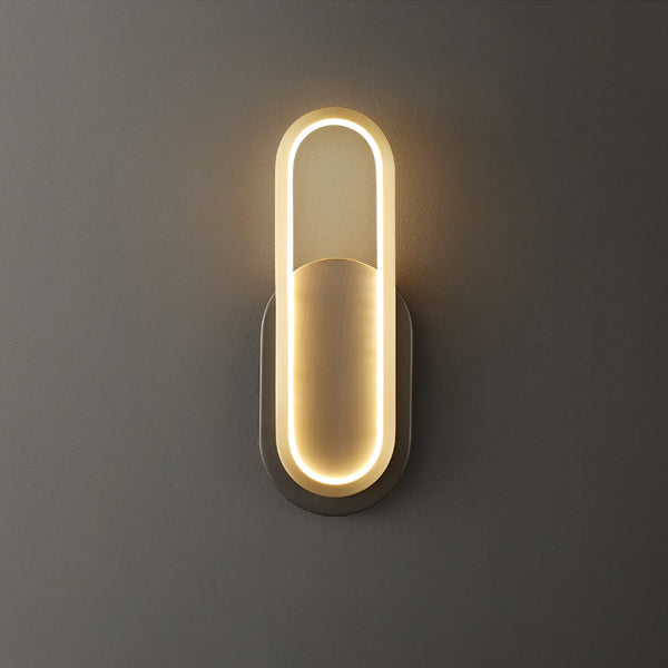 Modern Minimalist Brass & Acrylic Oval LED Wall Sconce Lamp