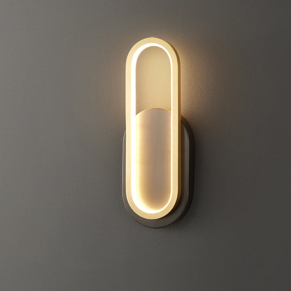 Modern Minimalist Brass & Acrylic Oval LED Wall Sconce Lamp