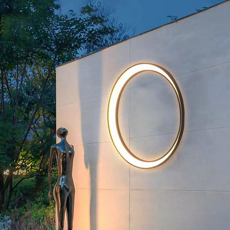 Stainless PC Round Moon LED Wall Sconce Lamp Outdoor Patio