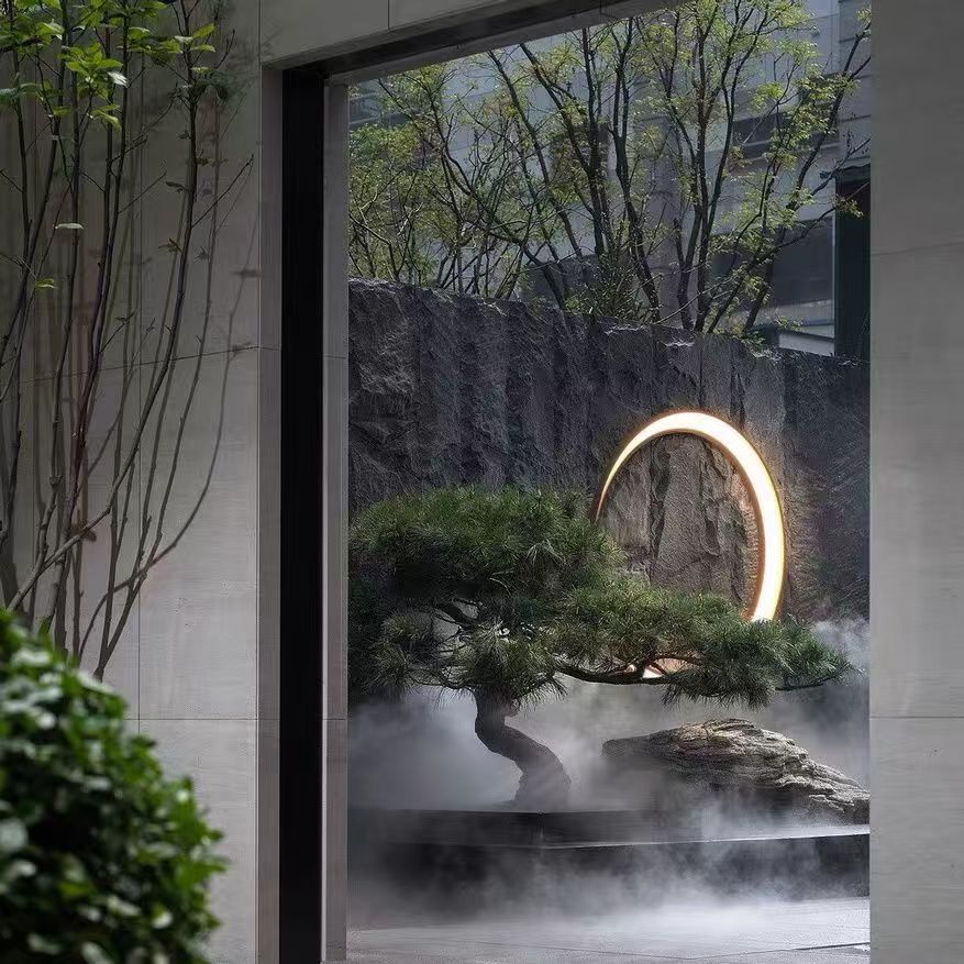 Stainless PC Round Moon LED Wall Sconce Lamp Outdoor Patio