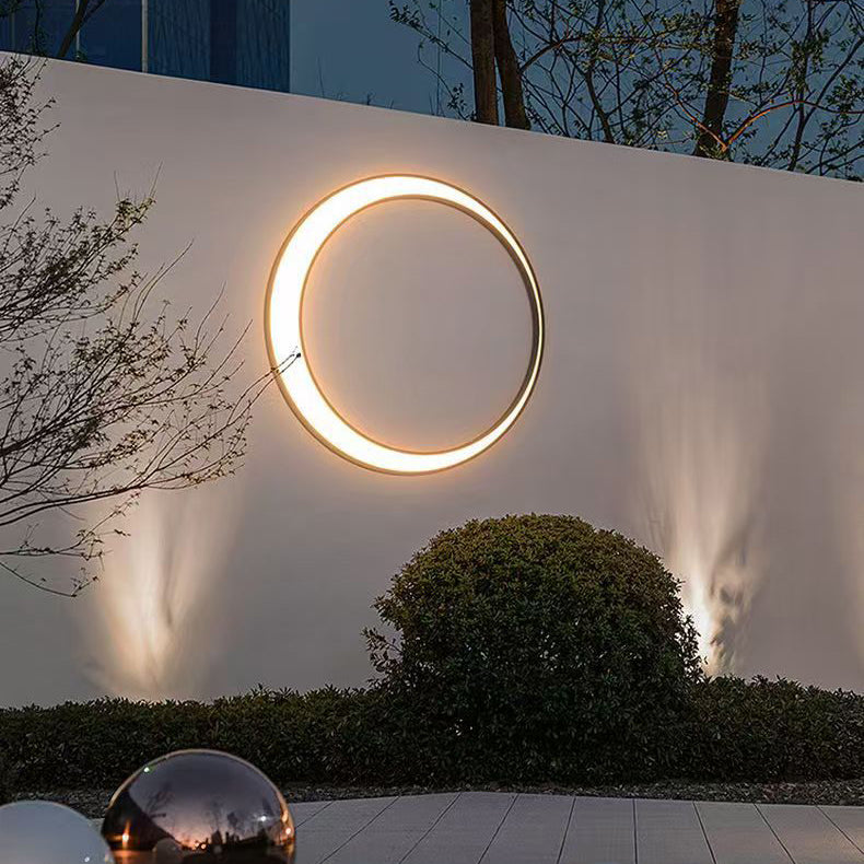 Stainless PC Round Moon LED Wall Sconce Lamp Outdoor Patio