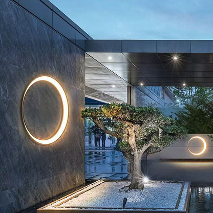 Stainless PC Round Moon LED Wall Sconce Lamp Outdoor Patio