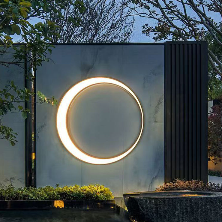 Stainless PC Round Moon LED Wall Sconce Lamp Outdoor Patio